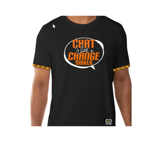 Chat with a Changemaker – White T-shirt – CMC-WT2220 - Image 2