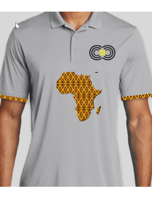 African Print Map - Grey Polo  - CMC-GP2219