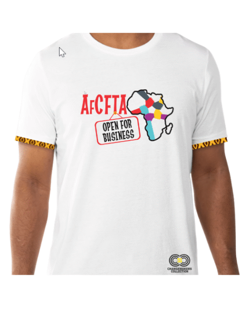 AfCFTA Open for Business - White T-Shirt - CMC-WT2206