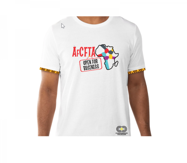 AfCFTA Open for Business - White T-Shirt - CMC-WT2206