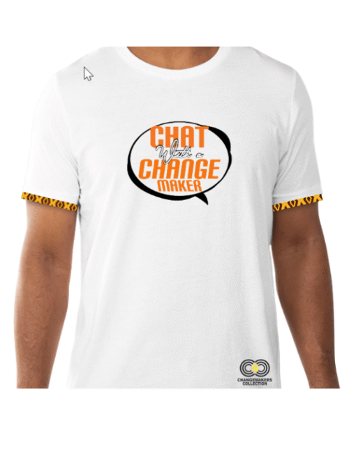 Chat with a Changemaker – White T-shirt – CMC-WT2220