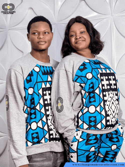 GREY SWEAT-SHIRT WITH AFRICAN PRINT – CMC-4815