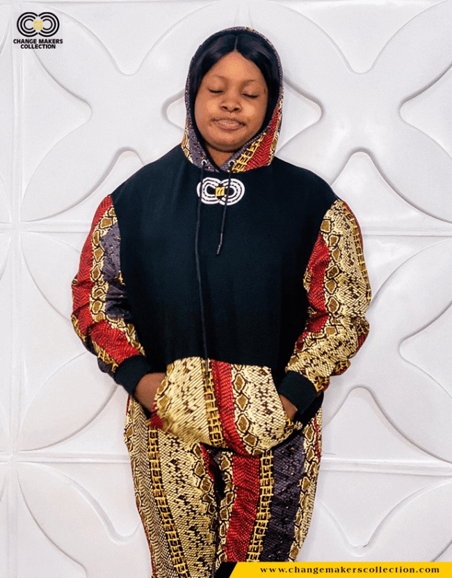 BLACK HOODIES WITH AFRICAN PRINT – CMC-5112 - Image 3
