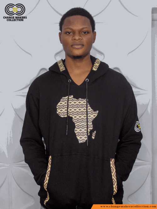BLACK HOODIE WITH AFRICAN MAP – CMC-5676