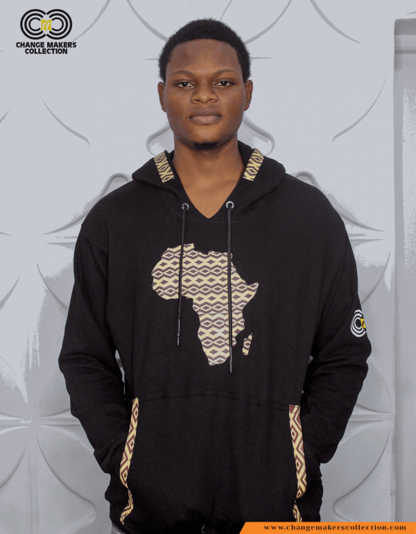 BLACK HOODIE WITH AFRICAN MAP – CMC-5676