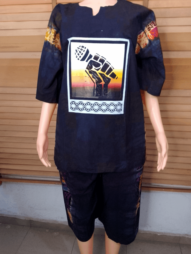 RHINESTONES ADIRE PRINT TOP with Short Pant - Image 7