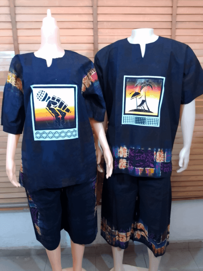 RHINESTONES ADIRE PRINT TOP with Short Pant - Image 3